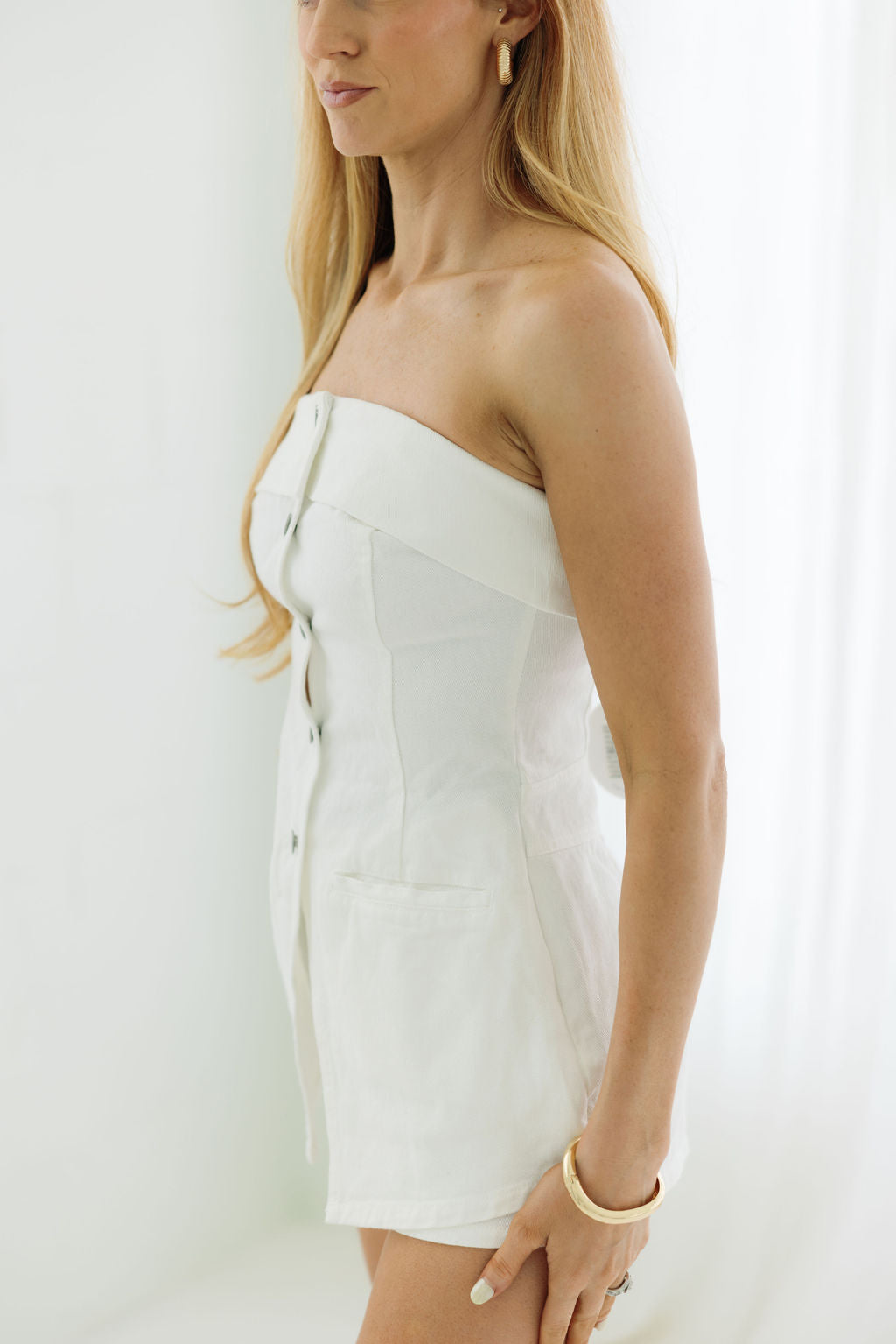 White Denim Romper