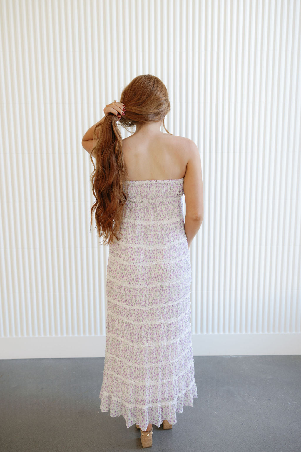 Purple Ditsy Midi Dress