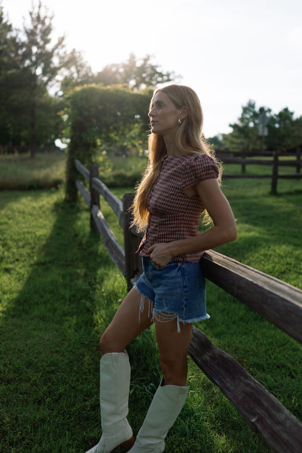Plaid Puff Sleeve Top