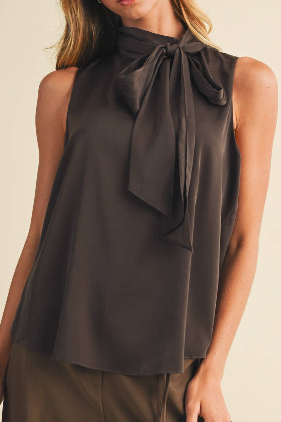 Mock Neck Bow-Tie Blouse