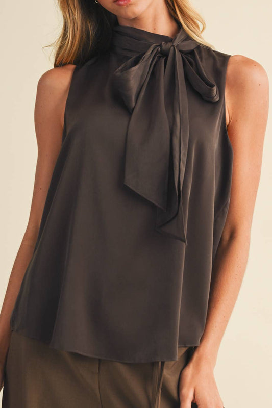Mock Neck Bow-Tie Blouse
