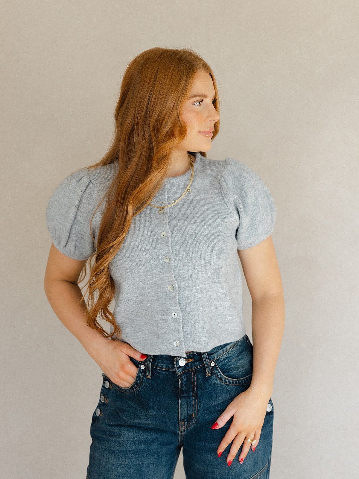 Puff Sleeve Knit Top